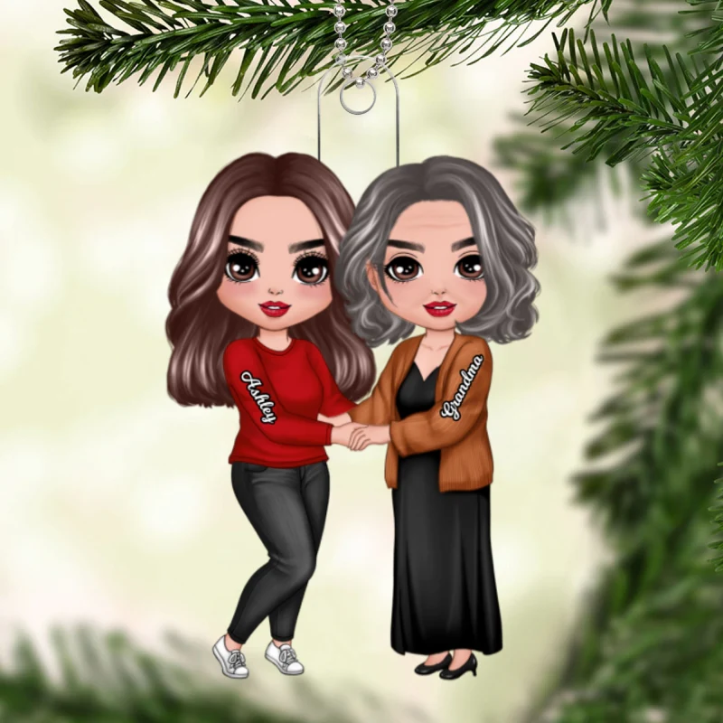 Grandma Adult Granddaughter Holding Hand Personalized Acrylic Ornament - Image 5
