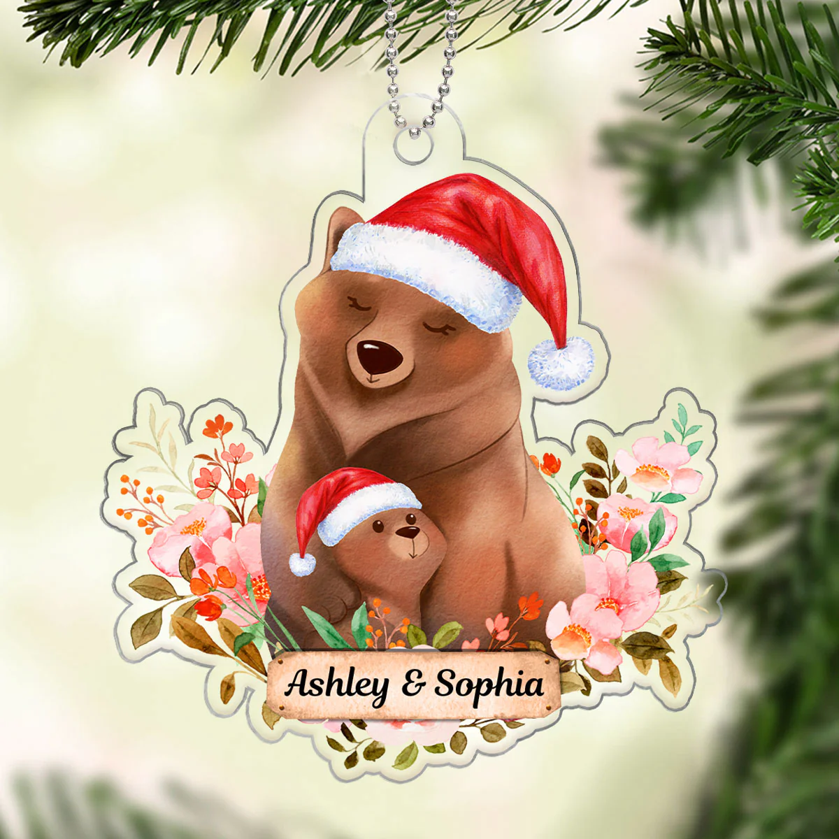 Grandma And Grandkid Mom And Kid Animal Collection Personalized Acrylic Ornament