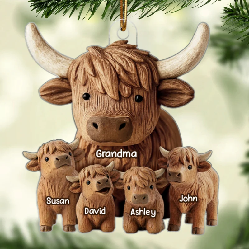 Grandma And Grandkids Faux Wood - Personalized Acrylic Ornament - Heartwarming Christmas Gift For Grandma, For Family - Image 7