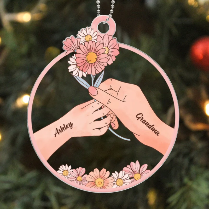 Grandma And Grandkids Fist Bump Personalized Acrylic Ornament - Image 5