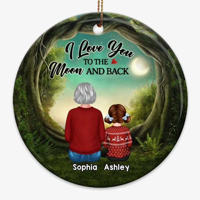 Grandma And Grandkids Tree Capony Personalized Circle Ornament