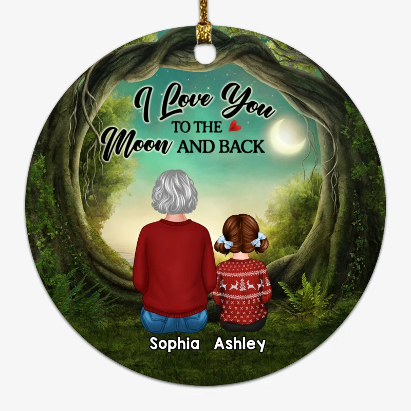 Grandma And Grandkids Tree Capony Personalized Circle Ornament - Image 2