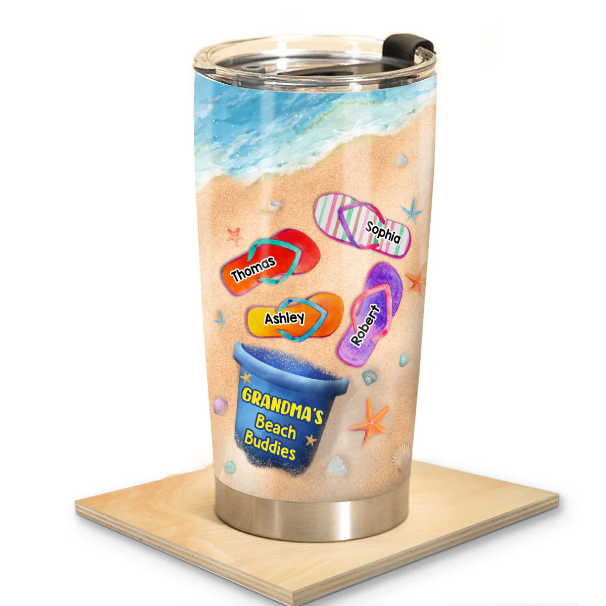 Grandma Beach Buddies Flip Flops Personalized Tumbler - Image 2