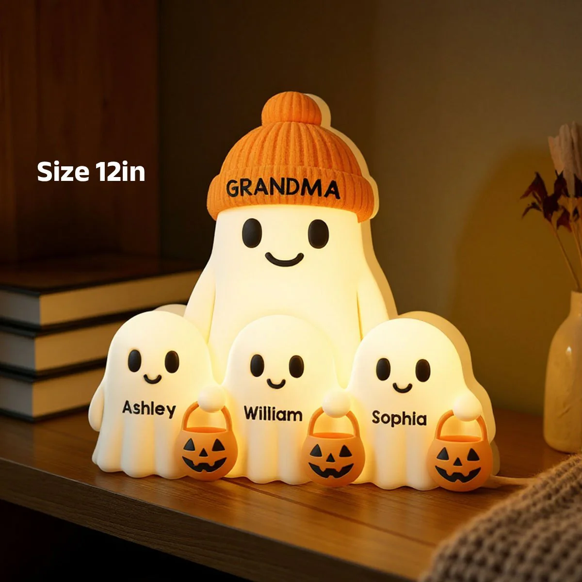 3D Effect Grandma Boo Crew Fall Halloween Decor Personalized Light Box - Gift For Grandmas - Image 3