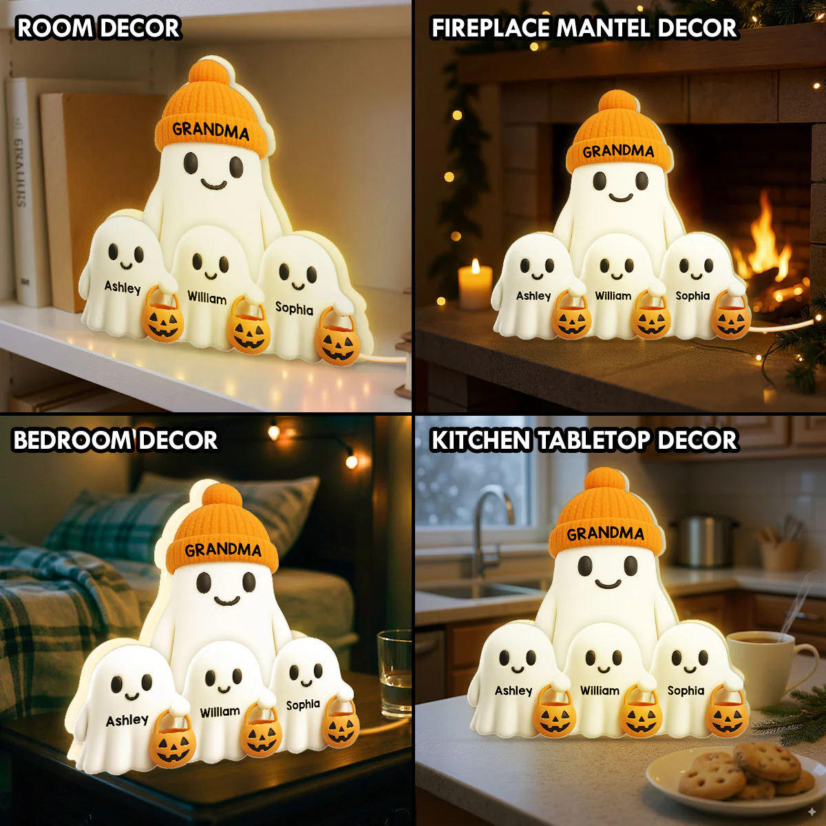 3D Effect Grandma Boo Crew Fall Halloween Decor Personalized Light Box - Gift For Grandmas - Image 8