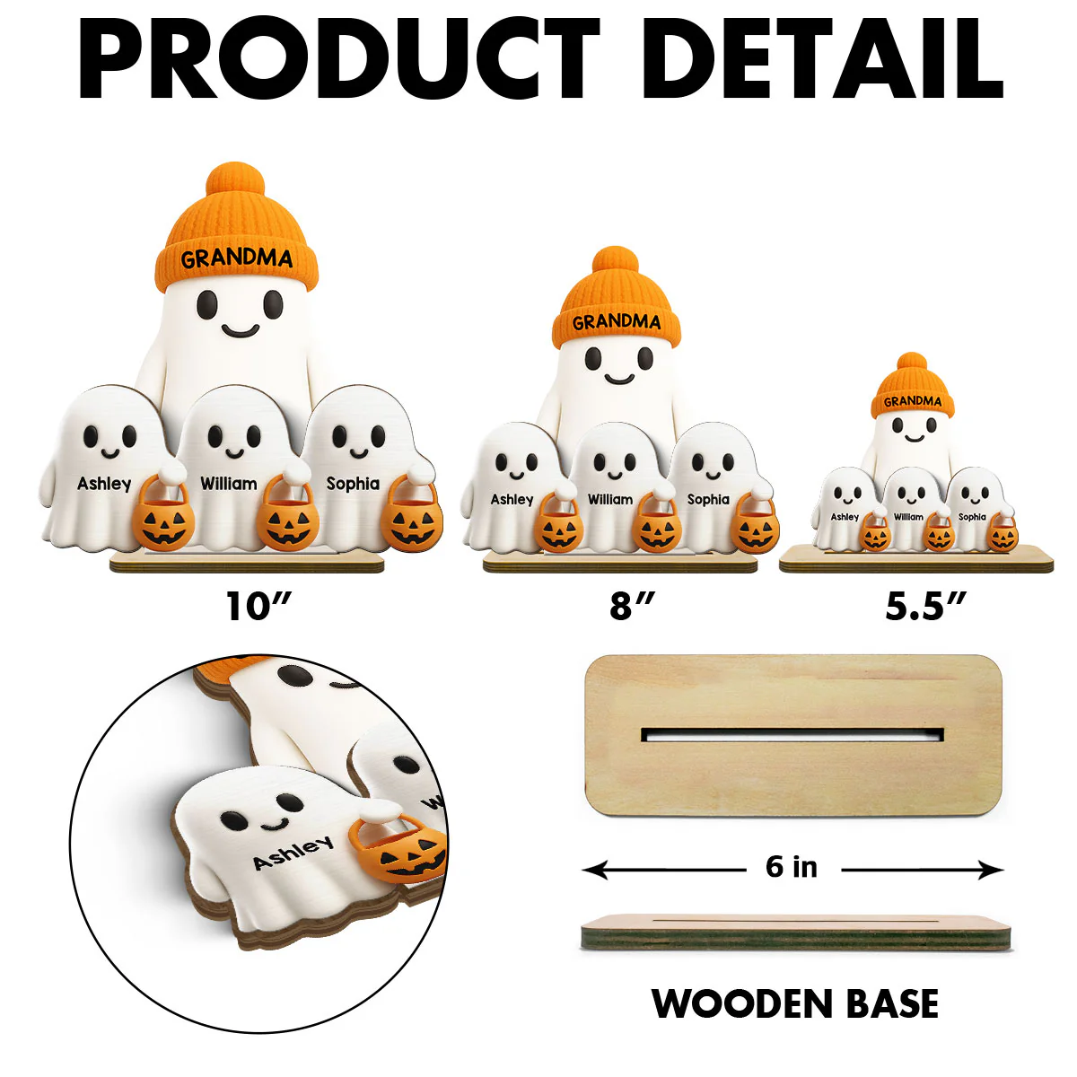 Grandma Boo Crew Halloween Decor - Personalized 2-Layered Wooden Plaque - Gift For Grandmas - Image 8