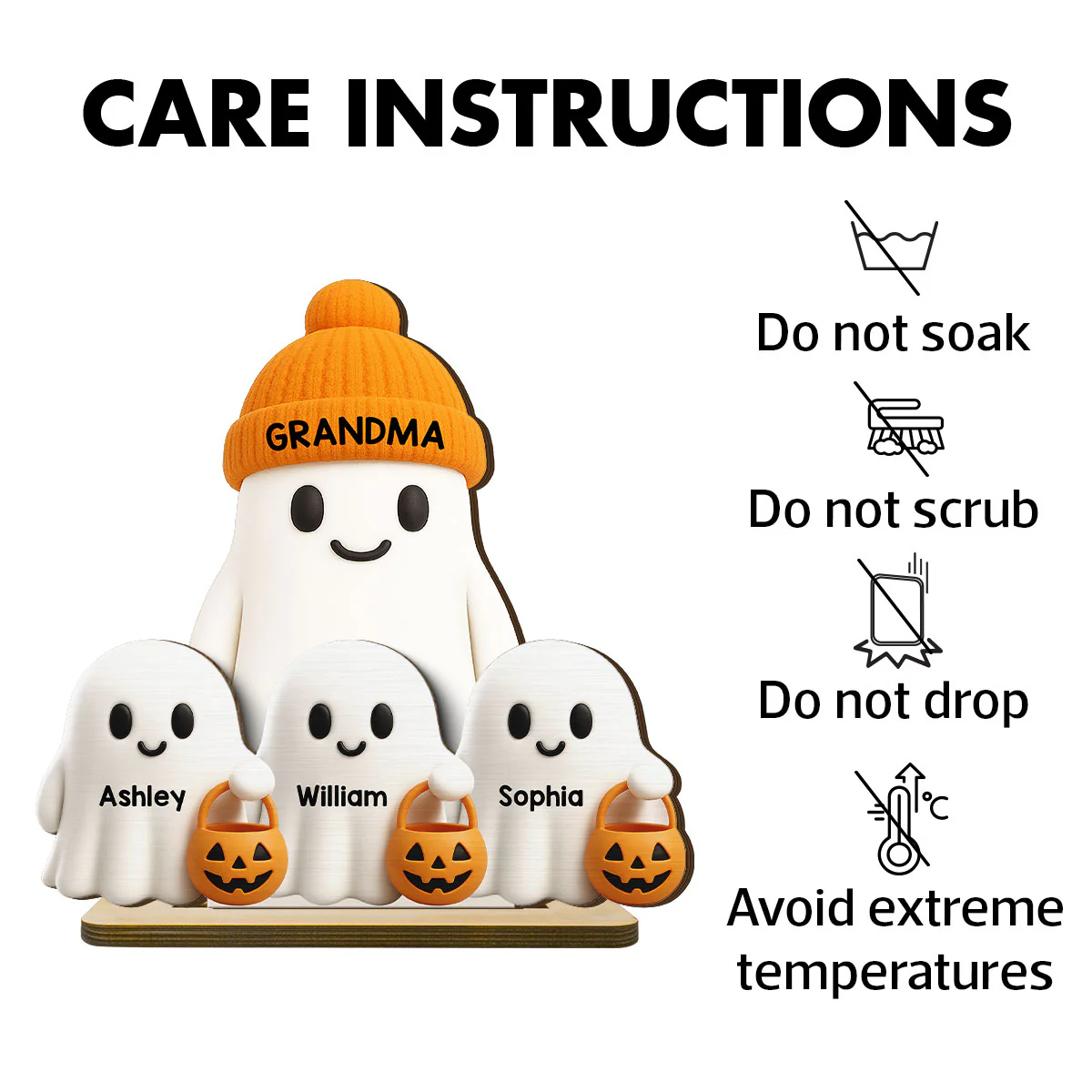 Grandma Boo Crew Halloween Decor - Personalized 2-Layered Wooden Plaque - Gift For Grandmas - Image 9