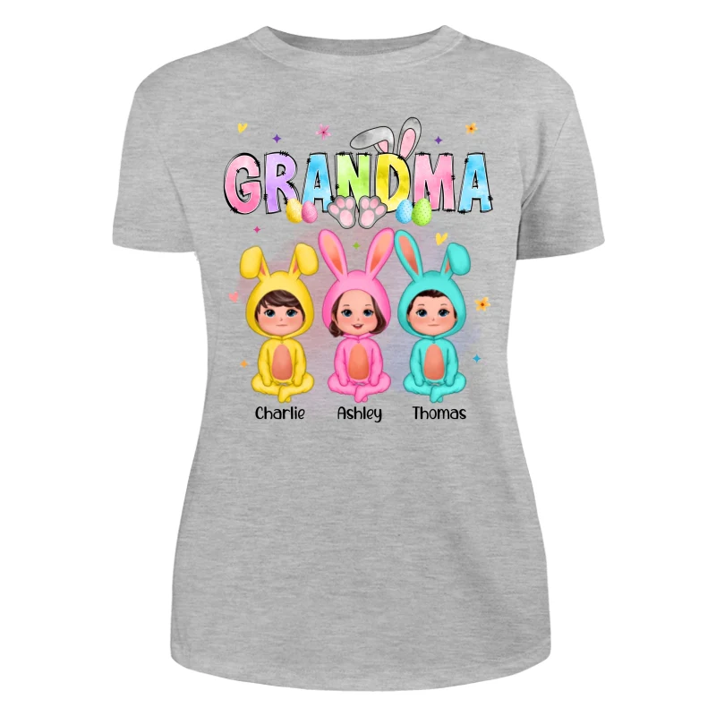 Grandma Bunny With Doll Grandkids Easter Personalized Shirt - Image 10
