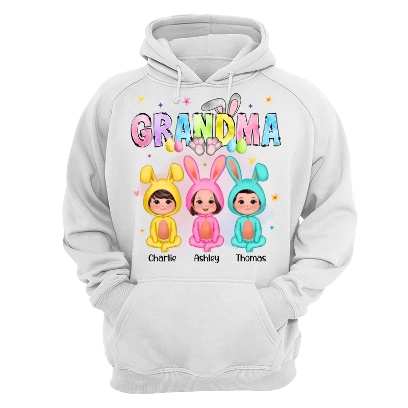 Grandma Bunny With Doll Grandkids Easter Personalized Shirt - Image 13