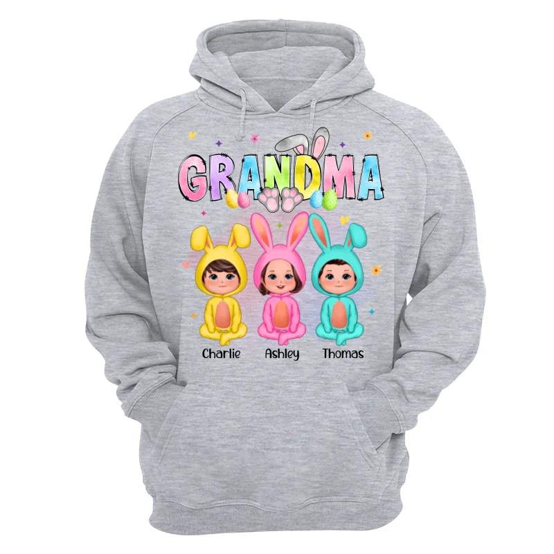 Grandma Bunny With Doll Grandkids Easter Personalized Shirt - Image 14