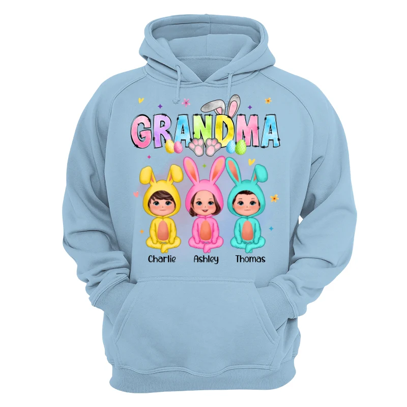 Grandma Bunny With Doll Grandkids Easter Personalized Shirt - Image 16