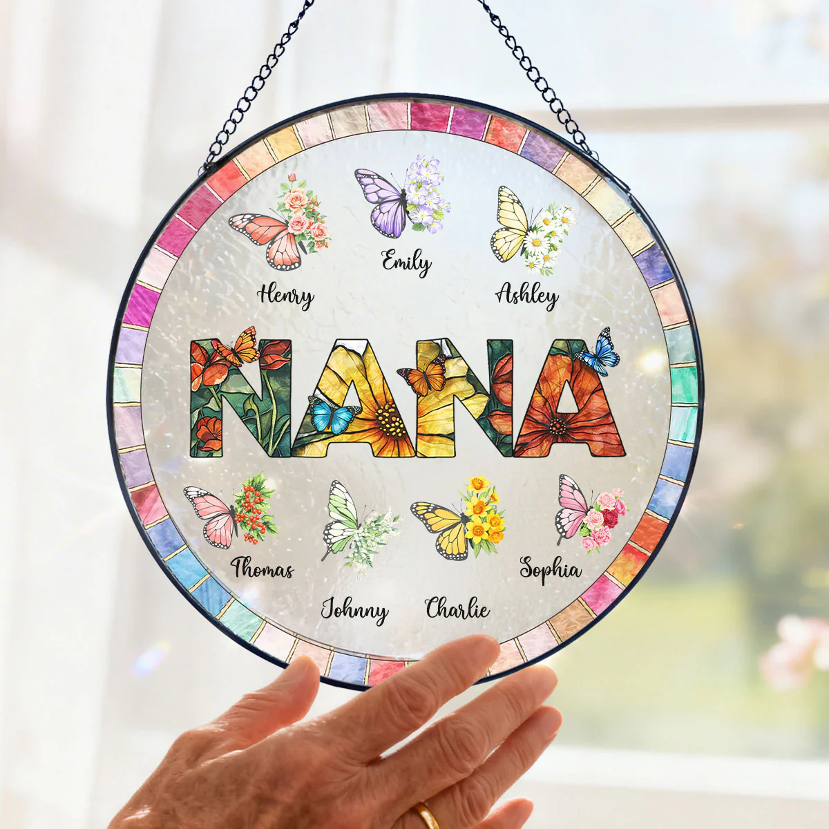 Grandma Butterfly with Grandkids' Names - Personalized Suncatcher - Mother's Day Gift for Mom, Grandma, Wife - Image 3