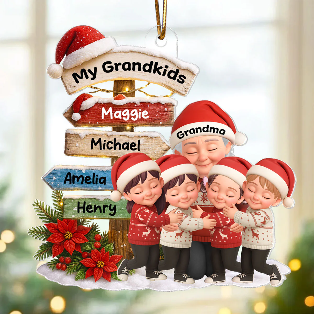 Grandma Christmas' Garden Custom Name Sign Post - Personalized Acrylic Ornament - Christmas Gift for Grandma - Image 4