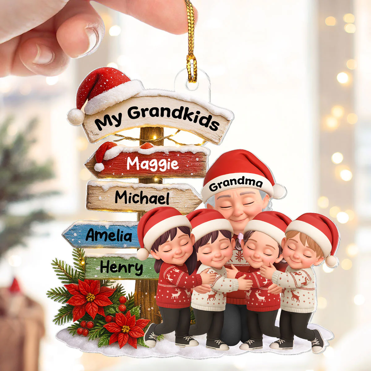 Grandma Christmas' Garden Custom Name Sign Post - Personalized Acrylic Ornament - Christmas Gift for Grandma - Image 7