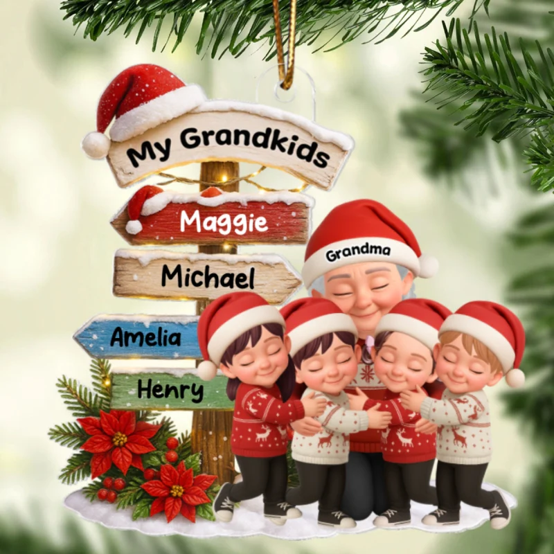 Grandma Christmas' Garden Custom Name Sign Post - Personalized Acrylic Ornament - Christmas Gift for Grandma - Image 9