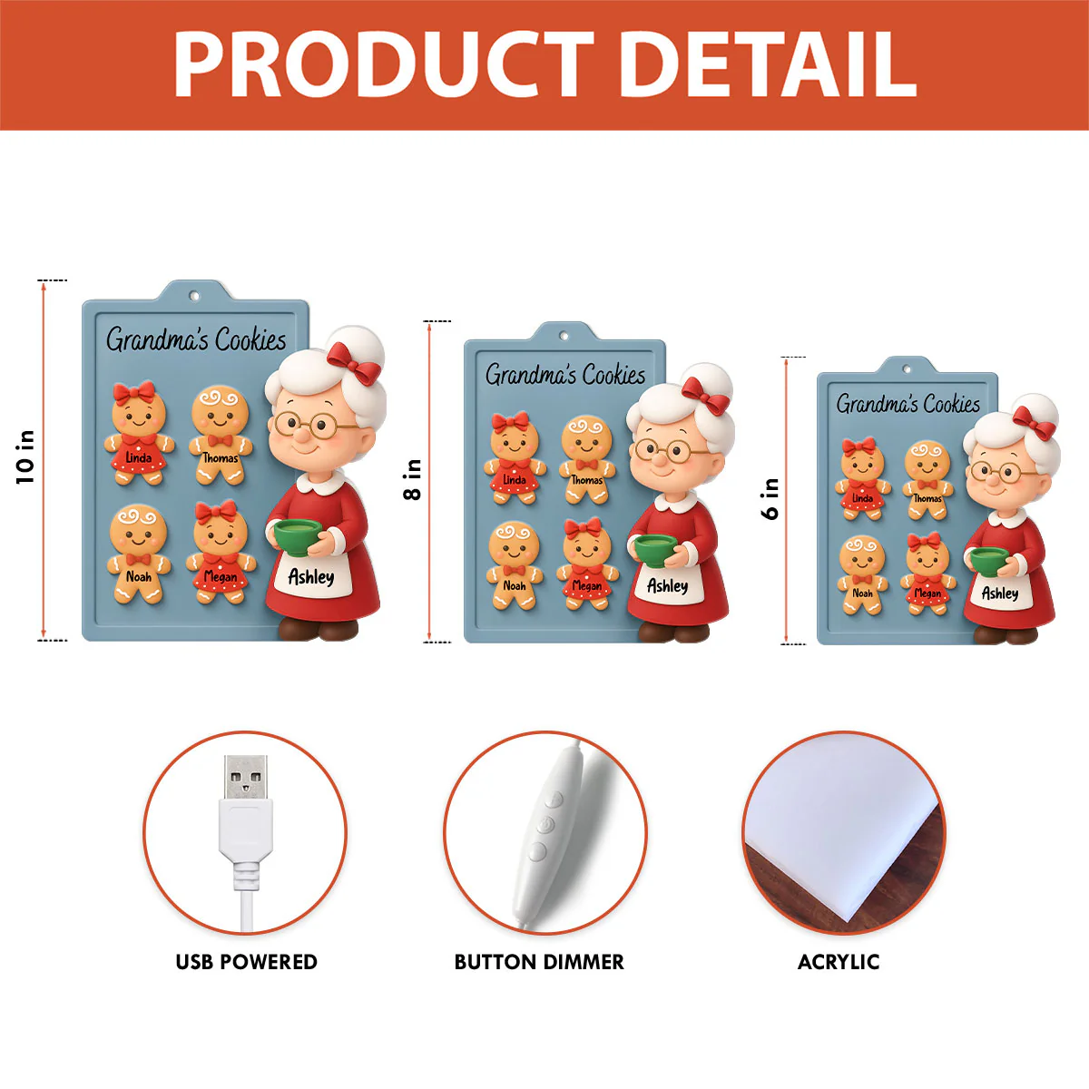 Grandma Cookies 3D Effect - Personalized Light Box - Christmas Gift for Grandmas - Image 10
