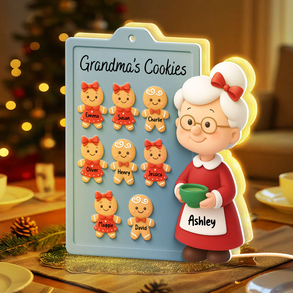 Grandma Cookies 3D Effect - Personalized Light Box - Christmas Gift for Grandmas - Image 3