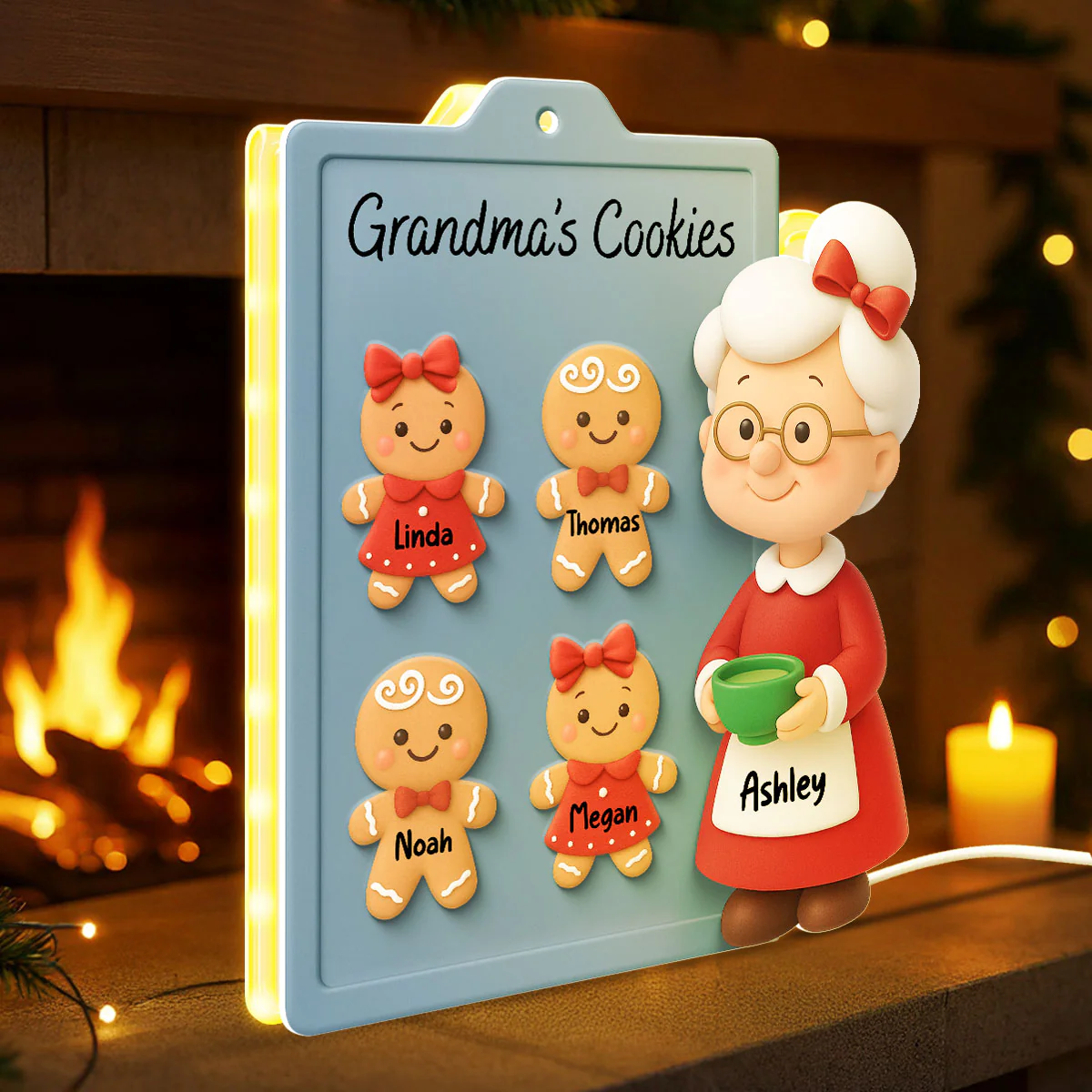 Grandma Cookies 3D Effect - Personalized Light Box - Christmas Gift for Grandmas - Image 4