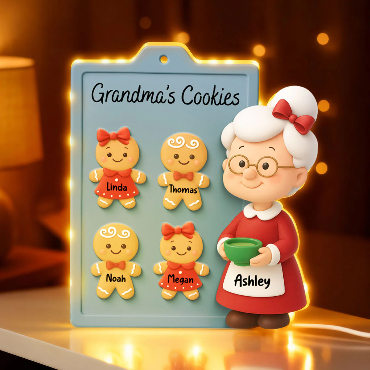 Grandma Cookies 3D Effect - Personalized Light Box - Christmas Gift for Grandmas - Image 5
