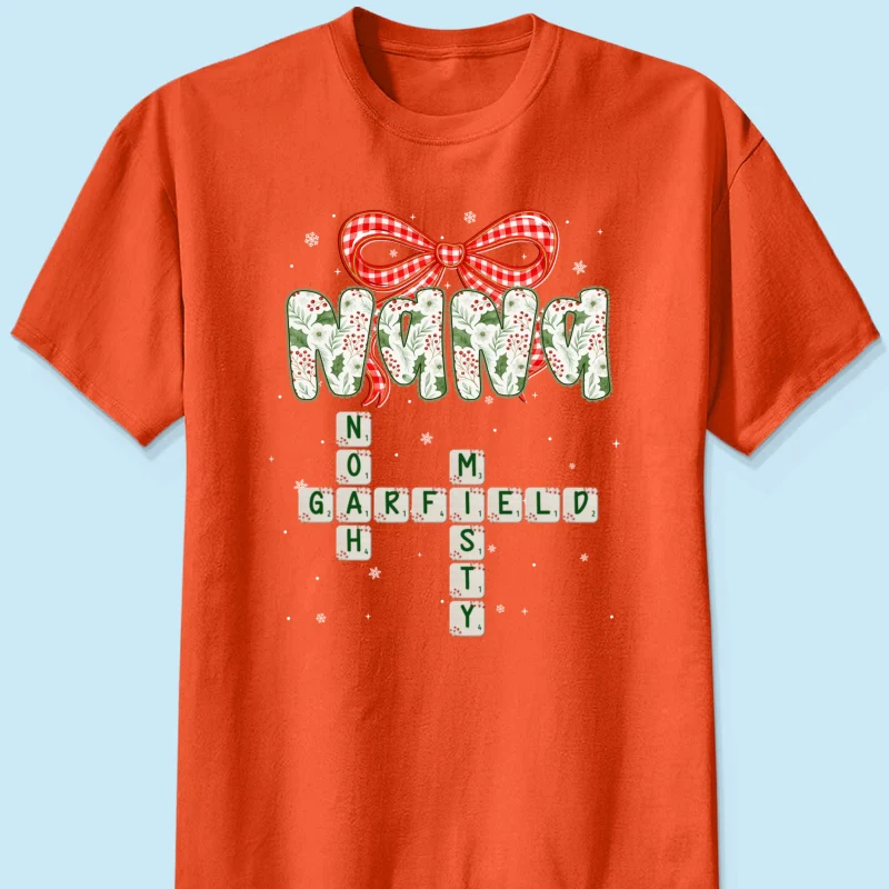 Grandma Coquette Floral Christmas Pattern Crossword Puzzle Art - Personalized Shirt - Image 13