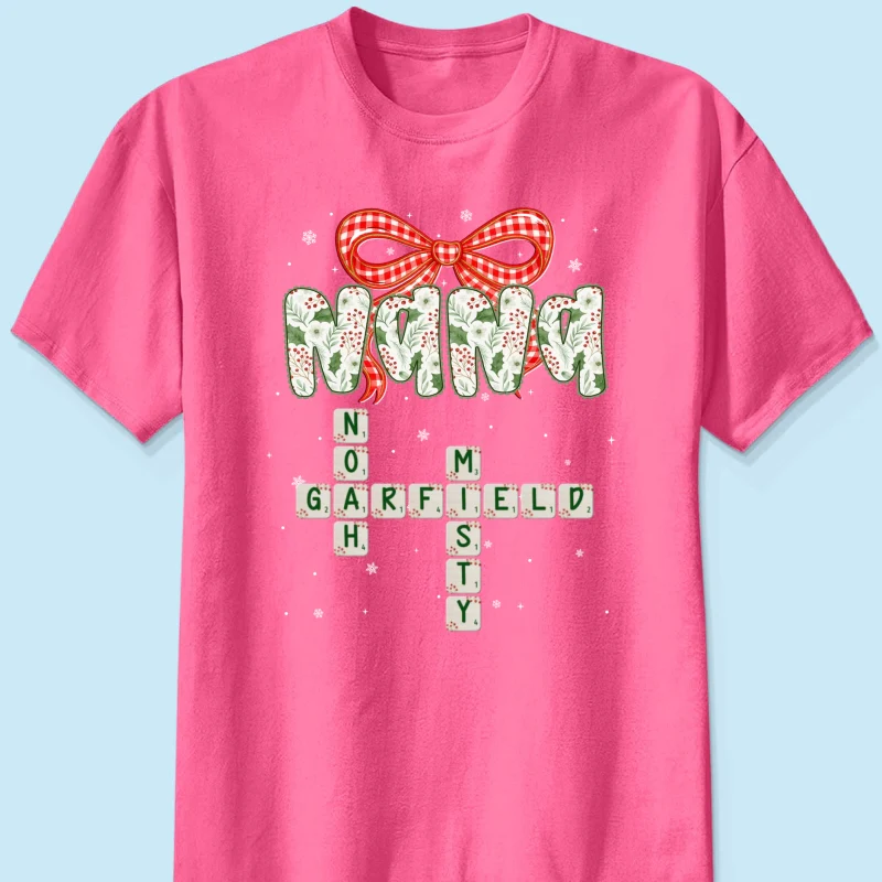 Grandma Coquette Floral Christmas Pattern Crossword Puzzle Art - Personalized Shirt - Image 14