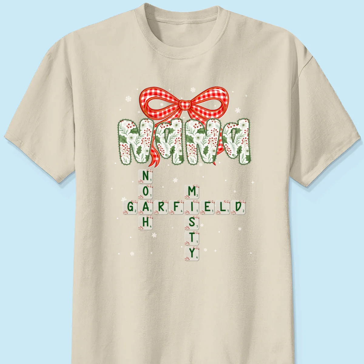 Grandma Coquette Floral Christmas Pattern Crossword Puzzle Art - Personalized Shirt - Image 15