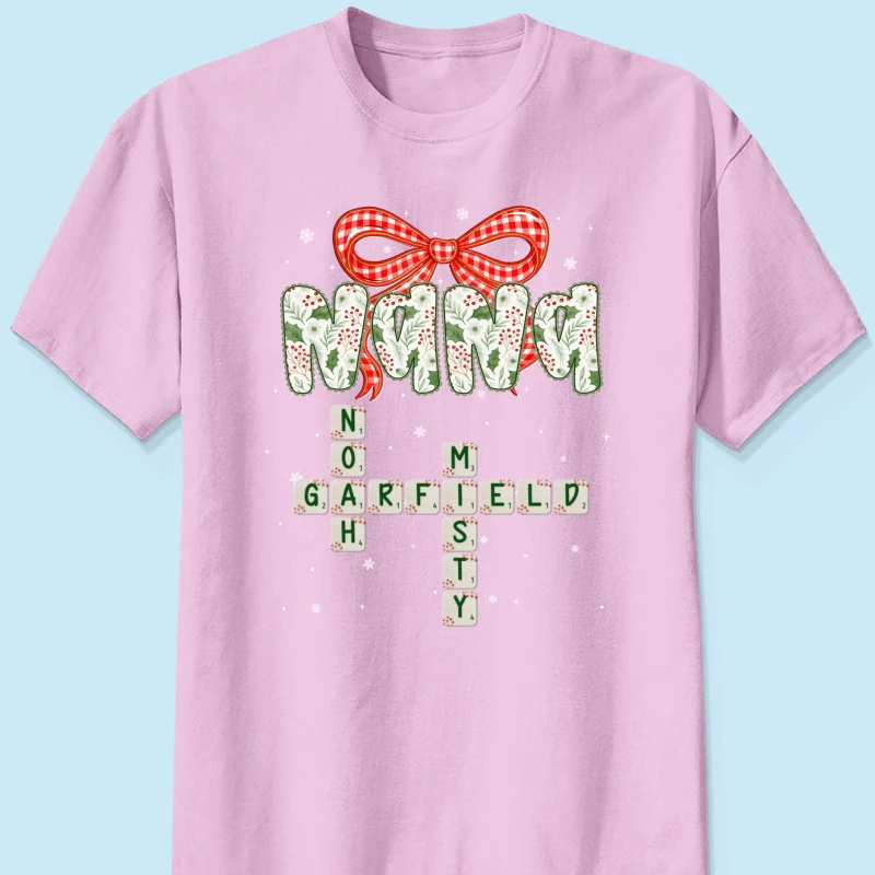 Grandma Coquette Floral Christmas Pattern Crossword Puzzle Art - Personalized Shirt - Image 21