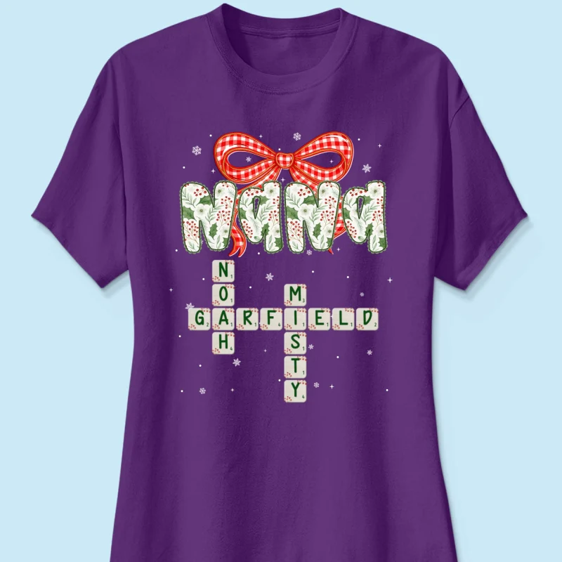 Grandma Coquette Floral Christmas Pattern Crossword Puzzle Art - Personalized Shirt - Image 32