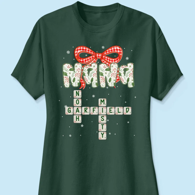 Grandma Coquette Floral Christmas Pattern Crossword Puzzle Art - Personalized Shirt - Image 33