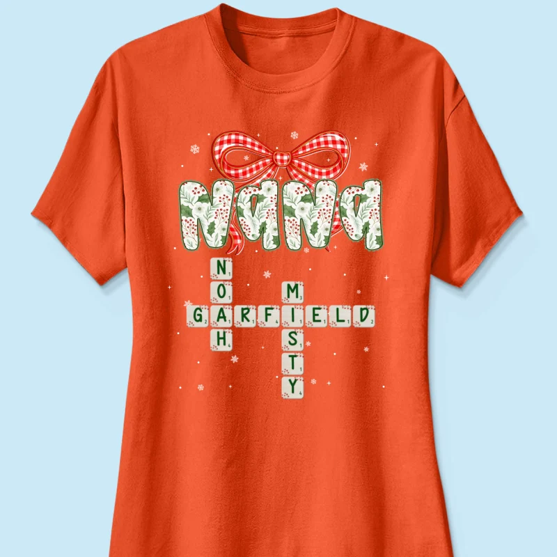 Grandma Coquette Floral Christmas Pattern Crossword Puzzle Art - Personalized Shirt - Image 36