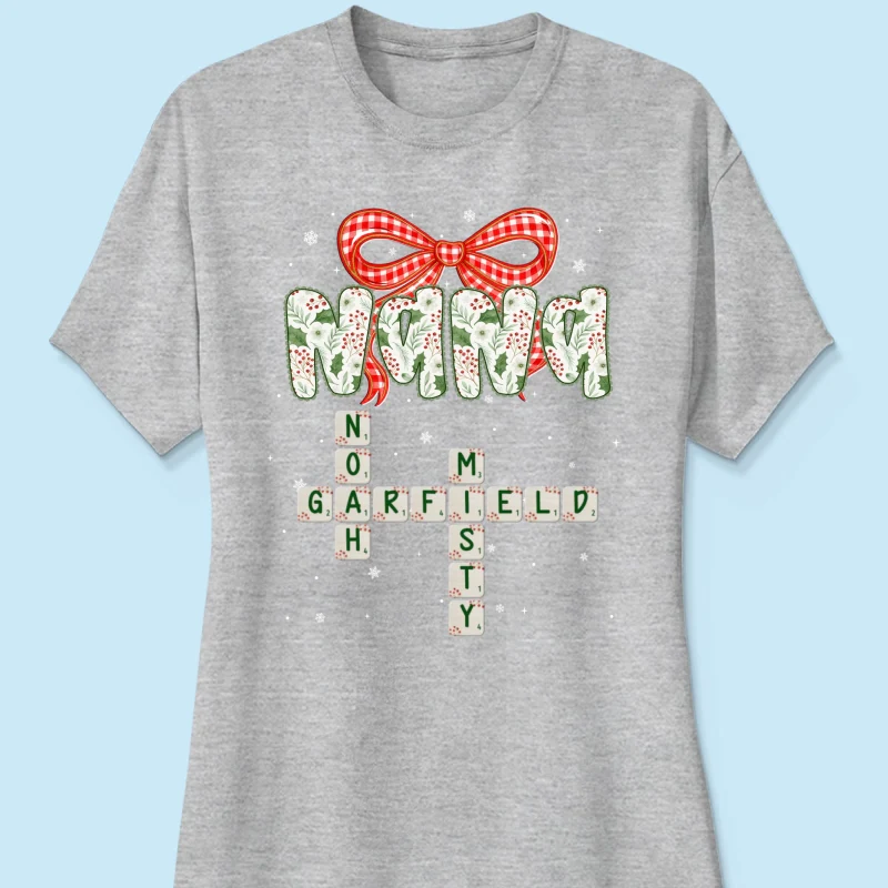 Grandma Coquette Floral Christmas Pattern Crossword Puzzle Art - Personalized Shirt - Image 38