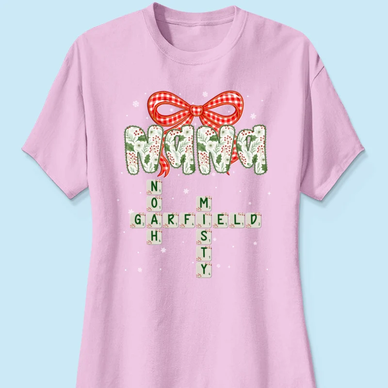 Grandma Coquette Floral Christmas Pattern Crossword Puzzle Art - Personalized Shirt - Image 39