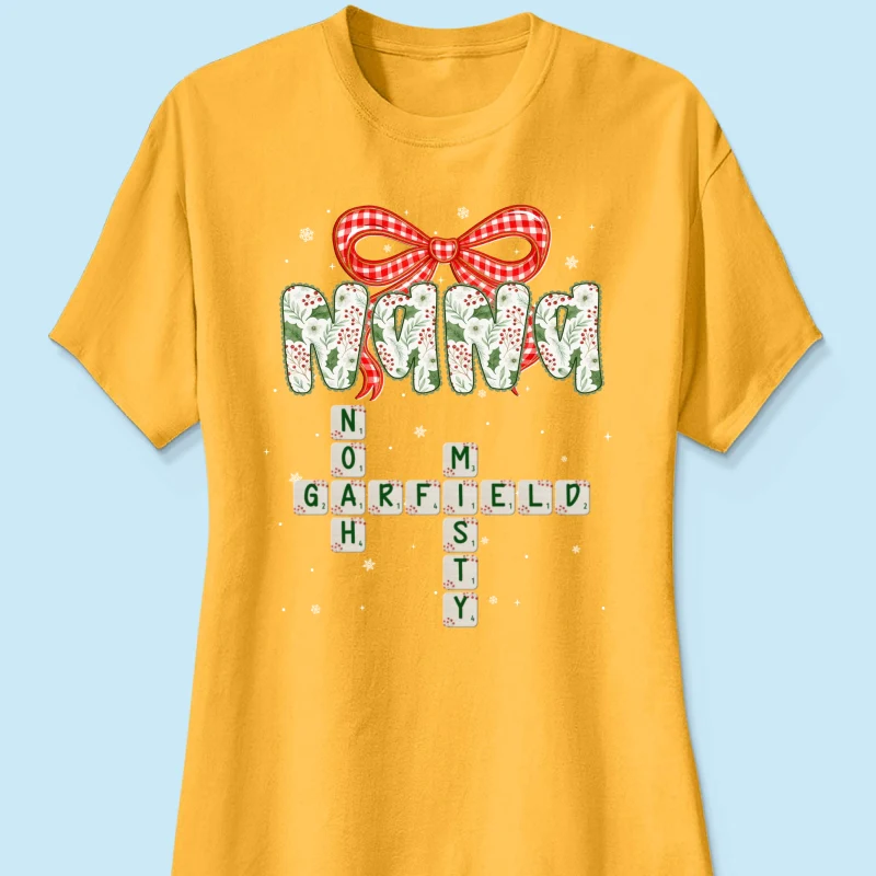 Grandma Coquette Floral Christmas Pattern Crossword Puzzle Art - Personalized Shirt - Image 41