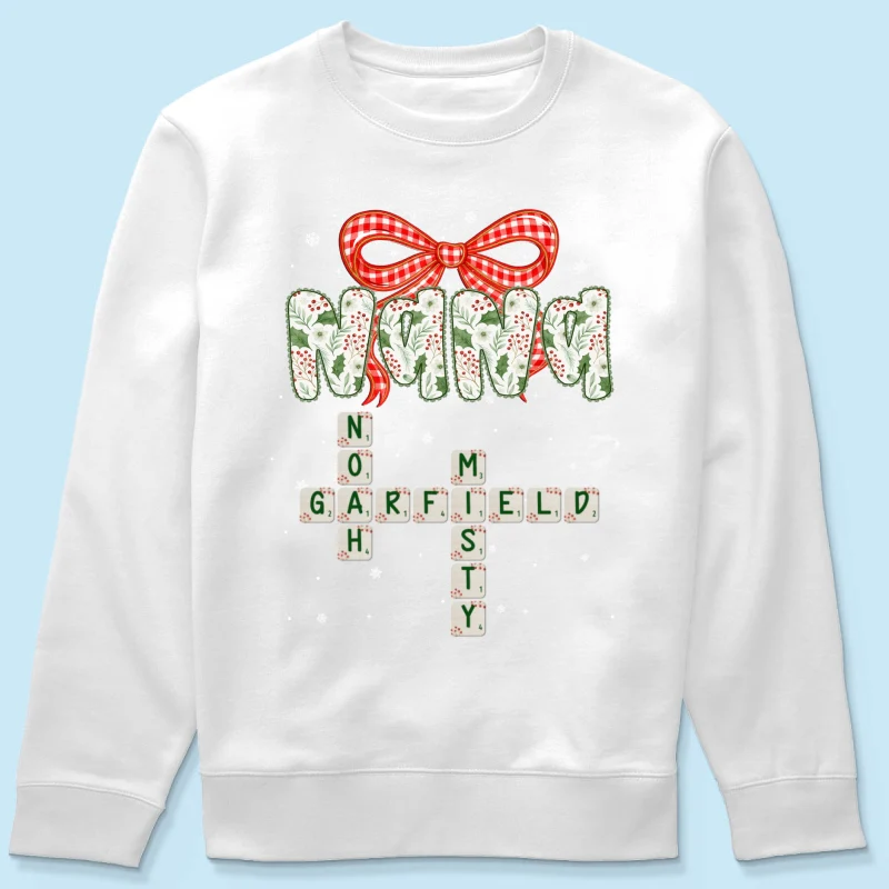 Grandma Coquette Floral Christmas Pattern Crossword Puzzle Art - Personalized Shirt - Image 50