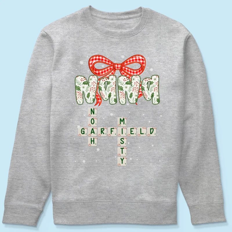 Grandma Coquette Floral Christmas Pattern Crossword Puzzle Art - Personalized Shirt - Image 51