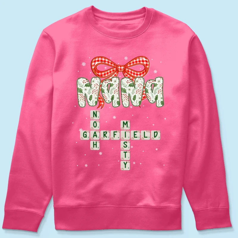 Grandma Coquette Floral Christmas Pattern Crossword Puzzle Art - Personalized Shirt - Image 55