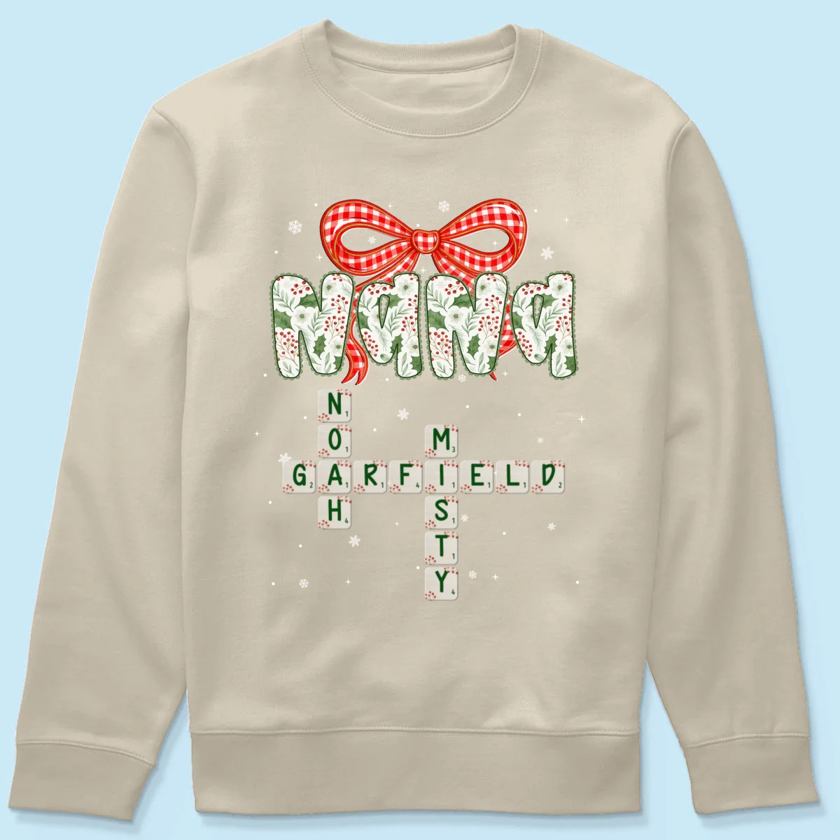 Grandma Coquette Floral Christmas Pattern Crossword Puzzle Art - Personalized Shirt - Image 56
