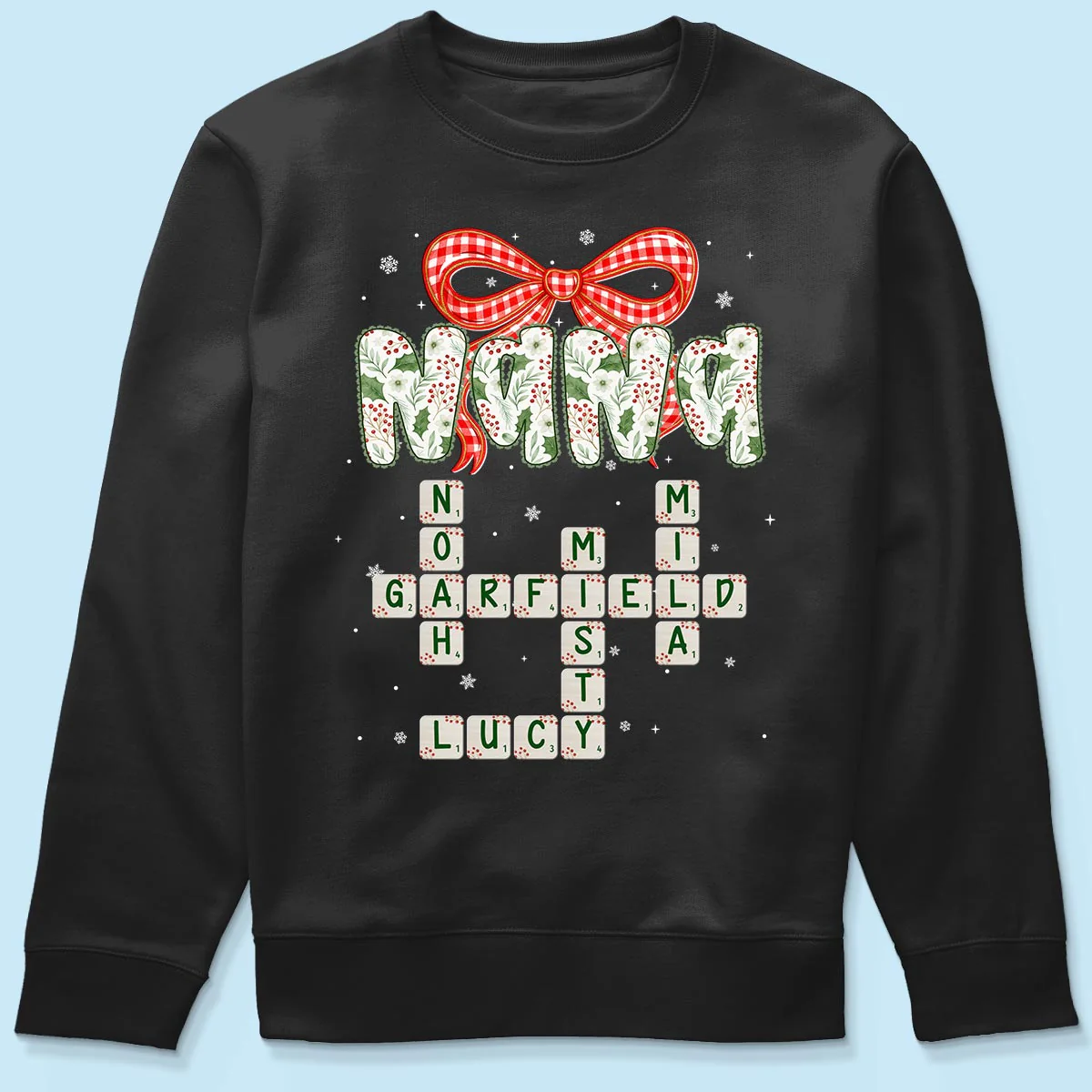 Grandma Coquette Floral Christmas Pattern Crossword Puzzle Art - Personalized Shirt - Image 8