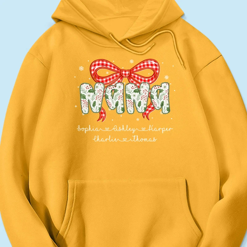 Grandma Coquette Floral Christmas Pattern With Kids Names - Personalized Shirt - Image 43