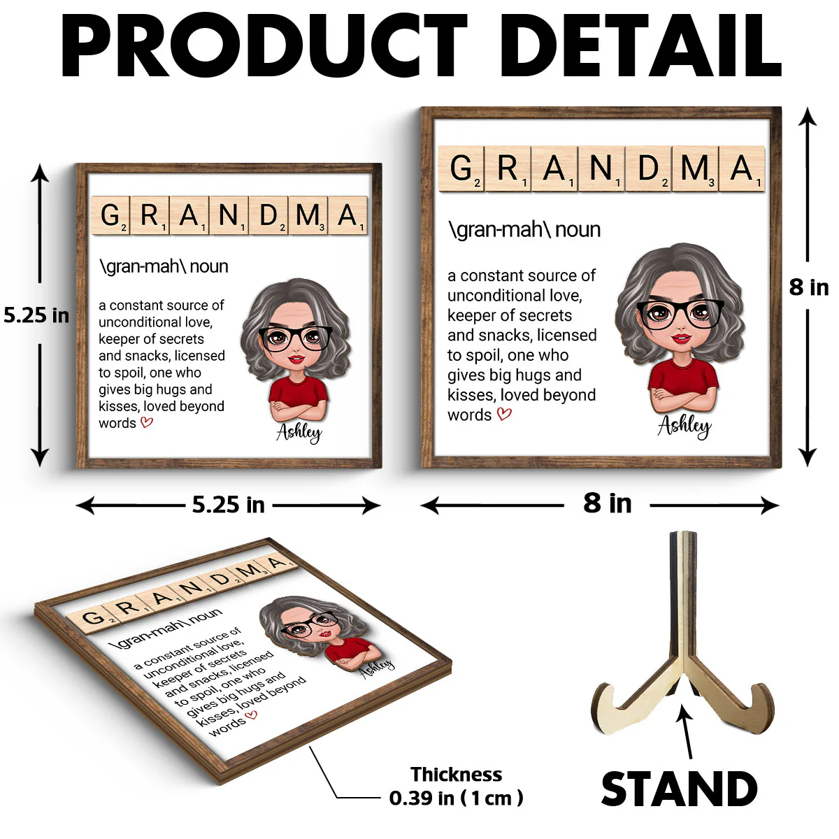 Grandma Definition Personalized 2-Layer Wooden Plaque - Image 6