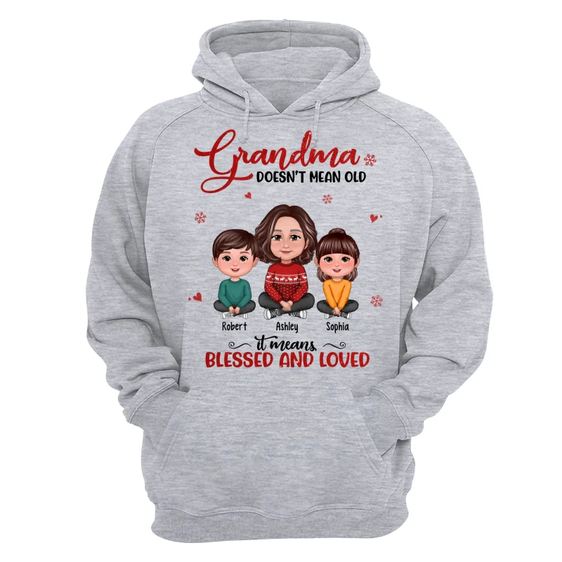 Grandma Doesn‘t Mean Old It Means Blessed And Loved Grandma & Grandkids Crossed Legs Personalized Shirt - Image 14