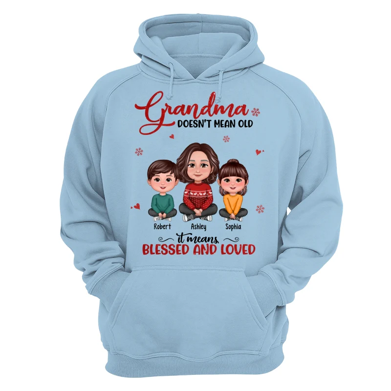 Grandma Doesn‘t Mean Old It Means Blessed And Loved Grandma & Grandkids Crossed Legs Personalized Shirt - Image 16