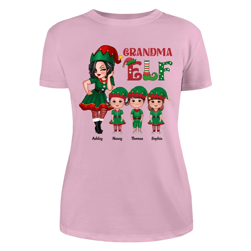 Grandma ELF Doll Kids Christmas Personalized Shirt - Image 11
