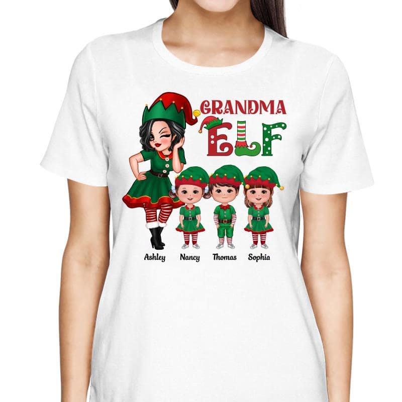 Grandma ELF Doll Kids Christmas Personalized Shirt - Image 2