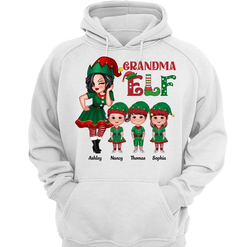 Grandma ELF Doll Kids Christmas Personalized Shirt - Image 3