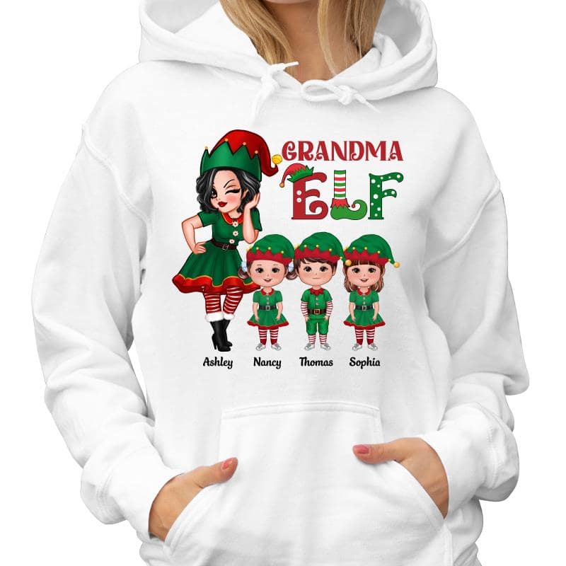 Grandma ELF Doll Kids Christmas Personalized Shirt - Image 4