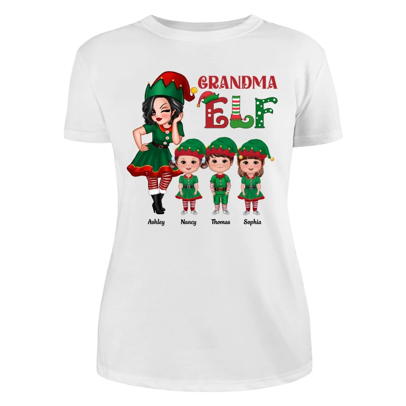 Grandma ELF Doll Kids Christmas Personalized Shirt - Image 9