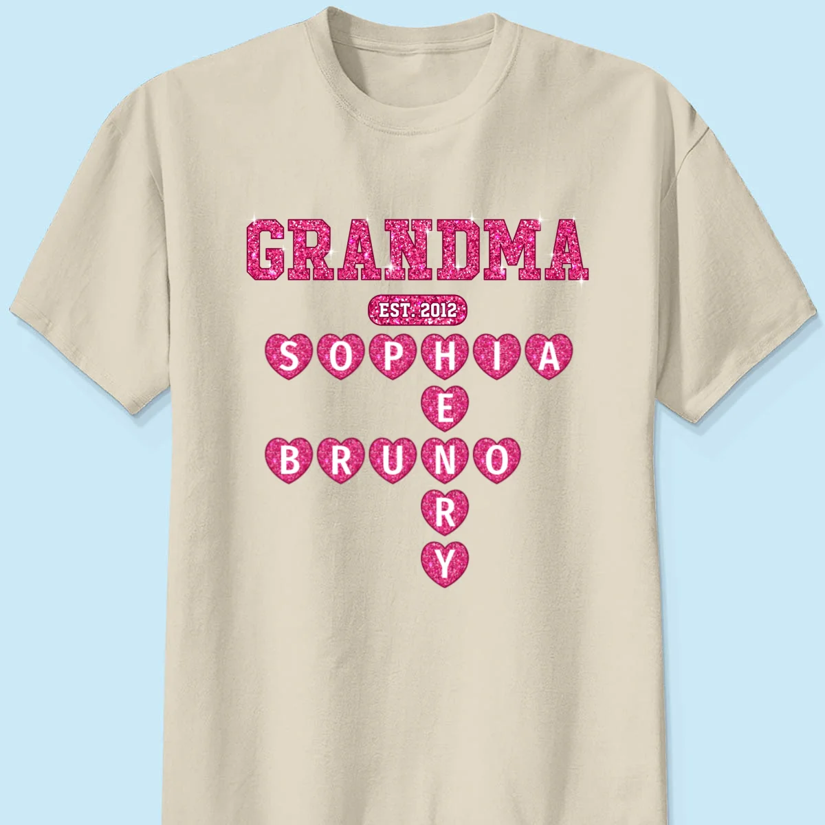 Grandma Est. Crossword Art Puzzle Unique Gift For Grandma Personalized Shirt - Image 9