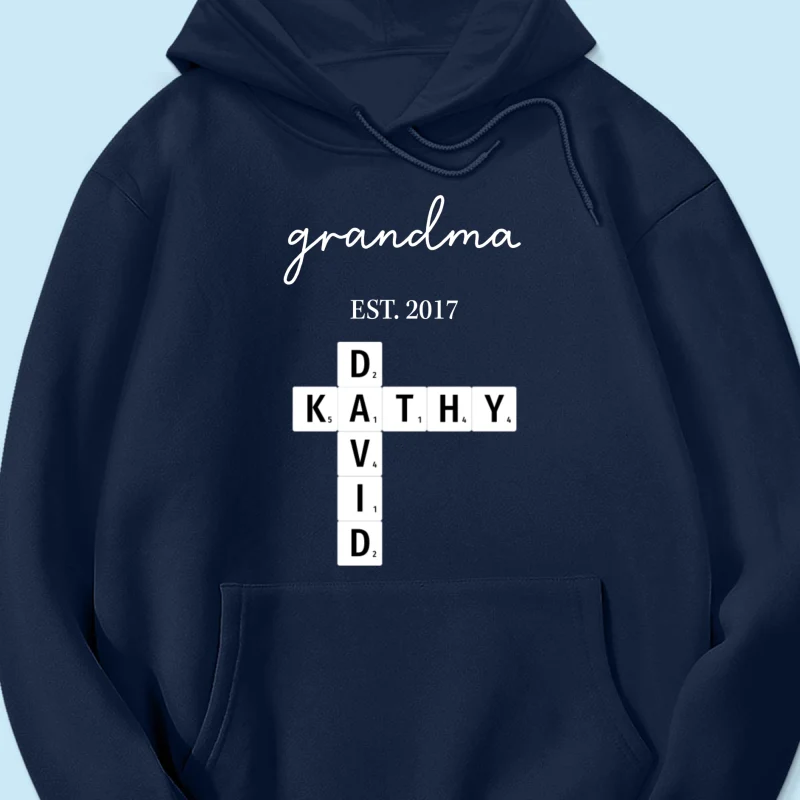 Grandma Est Date Crossword Puzzle Grandkids Name Personalized Shirt - Image 15
