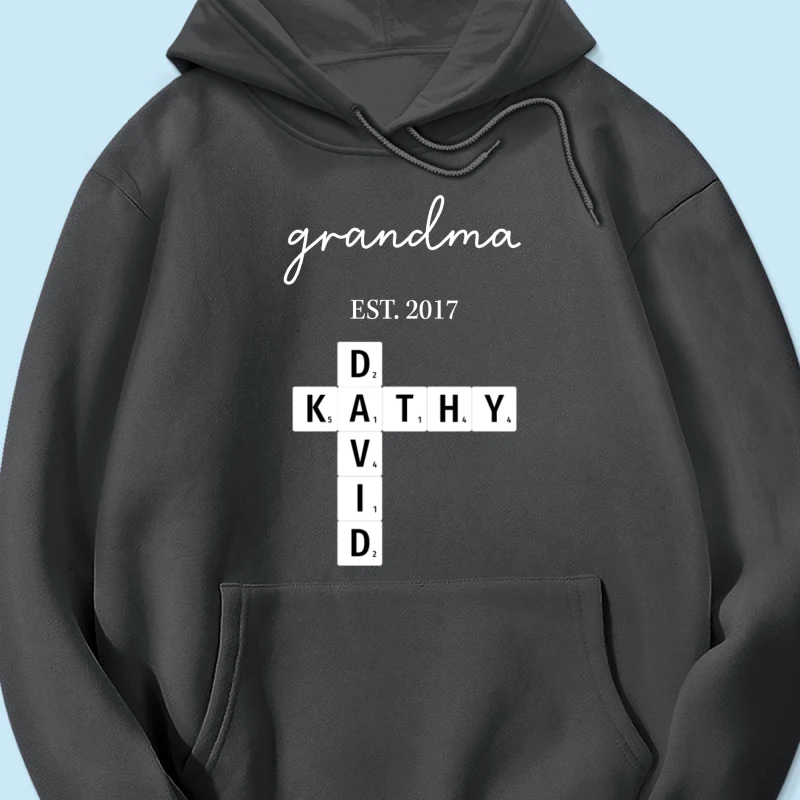 Grandma Est Date Crossword Puzzle Grandkids Name Personalized Shirt - Image 16